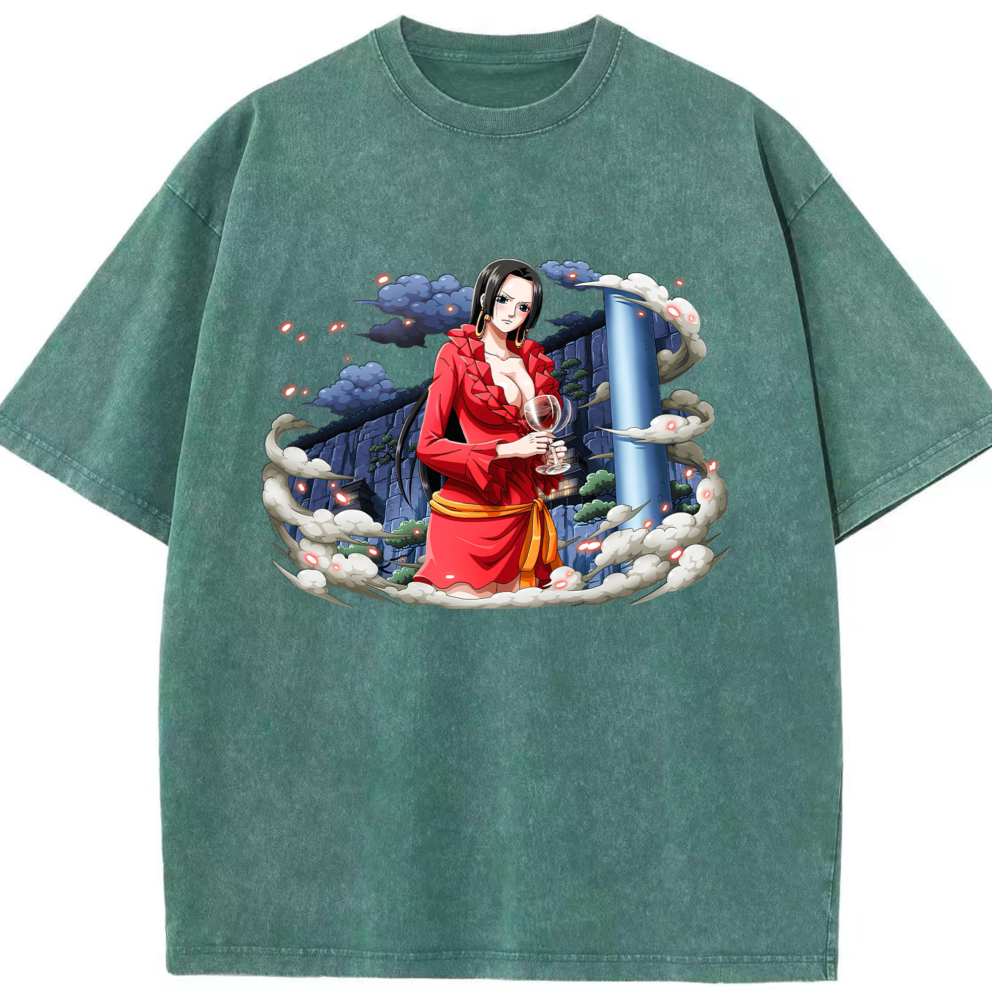ワンピース ボア・ハンコック ONE PIECE Boa·Hancock 綿100% ヴィンテージ風 半袖Tシャツ（フロントプリント）